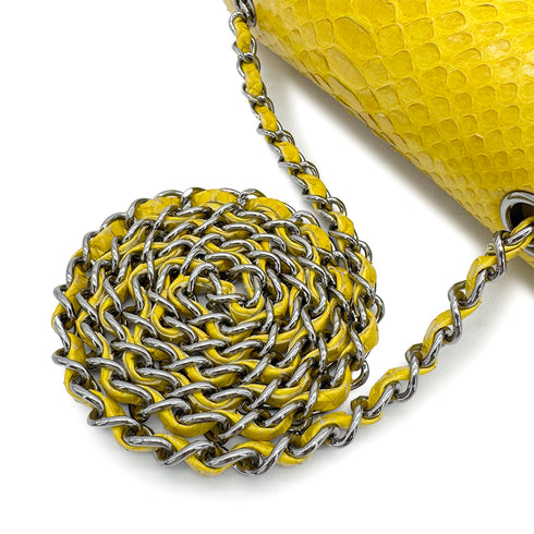 CHANEL TURN LOCK CHAIN SHOULDER BAG YELLOW PYTHON 90309173 - PURPOSE