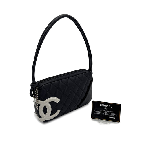 CHANEL VINTAGE CAMBON LIGNE ACCESSORY POACH HAND BAG BLACK LEATHER 90309174 - PURPOSE