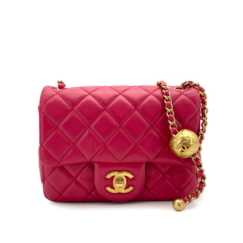 CHANEL MINI MATELASSE CHAIN SHOULDER BAG PINK LAMB SKIN 90309176 - PURPOSE