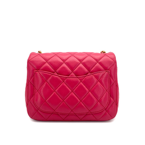 CHANEL MINI MATELASSE CHAIN SHOULDER BAG PINK LAMB SKIN 90309176 - PURPOSE