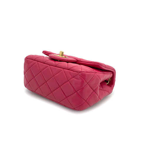 CHANEL MINI MATELASSE CHAIN SHOULDER BAG PINK LAMB SKIN 90309176 - PURPOSE