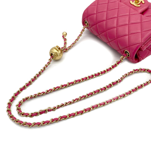 CHANEL MINI MATELASSE CHAIN SHOULDER BAG PINK LAMB SKIN 90309176 - PURPOSE