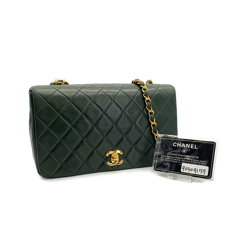CHANEL VINTAGE FULL FLAP CHAIN SHOULDER BAG KHAKI LAMB SKIN 90309177 - PURPOSE