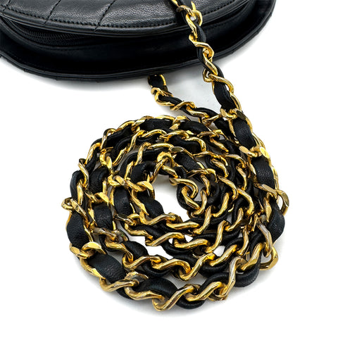 CHANEL VINTAGE HALF MOON CHAIN SHOULDER BAG BLACK LAMB SKIN 90309179 - PURPOSE