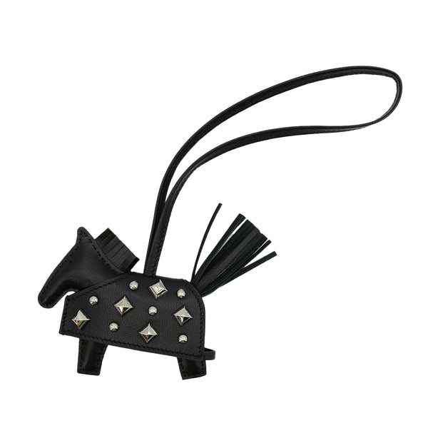 HERMES BAG CHARM RODEO ROBEO ROCK PM BLACK AGNEAU MILO K 90309183 - PURPOSE