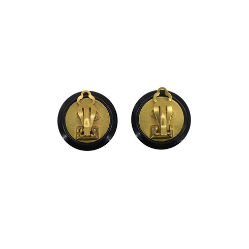 CHANEL VINTAGE EARRINGS COCOMARK ROUND BLACK ACCESSORY 95P 90309185 - PURPOSE