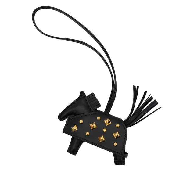 HERMES BAG CHARM RODEO ROBEO ROCK PM BLACK AGNEAU MILO K 90309188 - PURPOSE