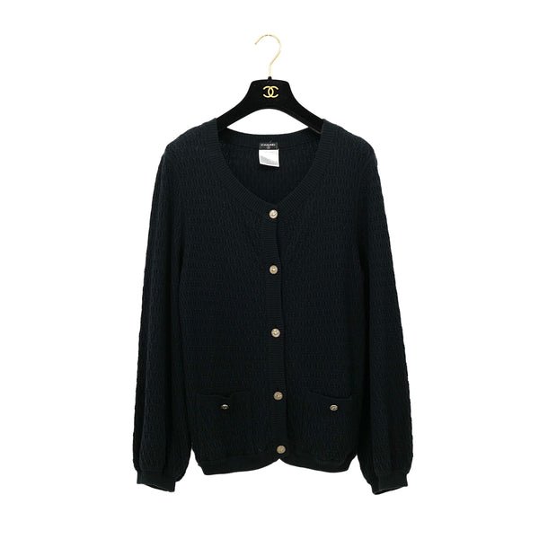 CHANEL CARDIGAN BLACK COTTON CASHMERE 46 08P RTW 90309197 - PURPOSE