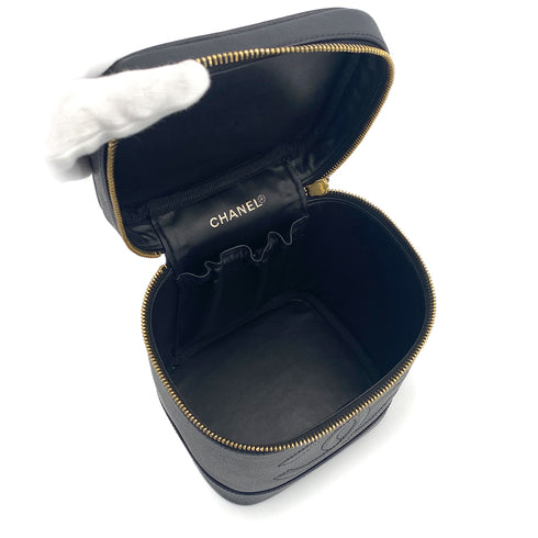 CHANEL VINTAGE VANITY HAND BAG BLACK CAVIAR SKIN 90309245 - PURPOSE