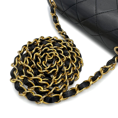 CHANEL VINTAGE MINI SQUARE 17 CHAIN SHOULDER BAG BLACK LAMB SKIN 90309254 - PURPOSE