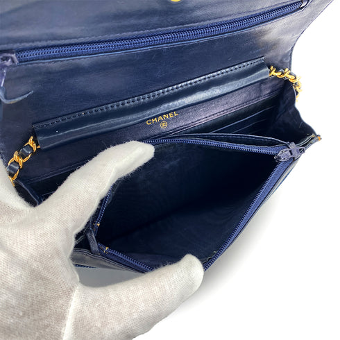 CHANEL VINTAGE BIG COCO CHAIN SHOULDER WALLET BLUE DENIM 90309261 - PURPOSE