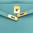 HERMES KELLY 28 RETOURNE BLUE ATOLL TOGO HAND SHOULDER BAG T GOLD HARDWARE 90309264