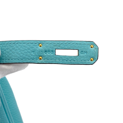HERMES KELLY 28 RETOURNE BLUE ATOLL TOGO HAND SHOULDER BAG T GOLD HARDWARE 90309264