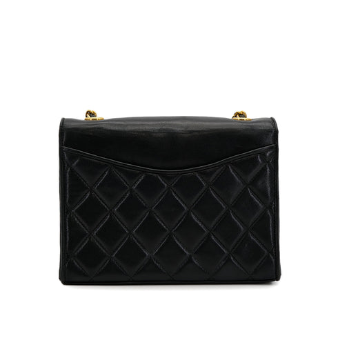 CHANEL VINTAGE MATELASSE FULL FLAP CHAIN SHOULDER BAG BLACK LAMB SKIN 90309268 - PURPOSE