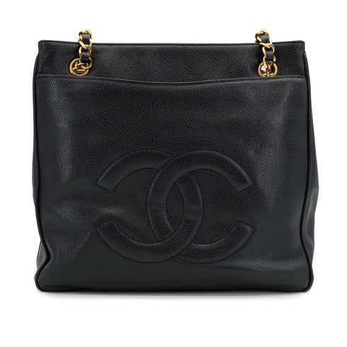 CHANEL VINTAGE TURN LOCK CHAIN TOTE BAG BLACK CAVIAR SKIN 90309270 - PURPOSE