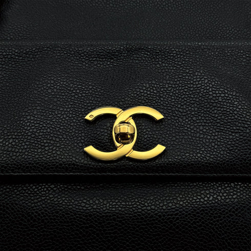 CHANEL VINTAGE TURN LOCK CHAIN TOTE BAG BLACK CAVIAR SKIN 90309270 - PURPOSE