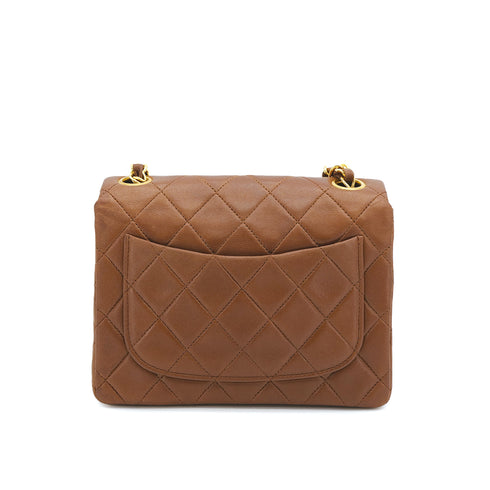 CHANEL VINTAGE MINI SQUARE 17 CHAIN SHOULDER BAG BROWN LAMB SKIN 90309271 - PURPOSE