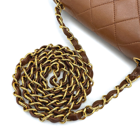 CHANEL VINTAGE MINI SQUARE 17 CHAIN SHOULDER BAG BROWN LAMB SKIN 90309271 - PURPOSE