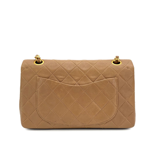 CHANEL VINTAGE CLASSIC FLAP SMALL CHAIN SHOULDER BAG CAMEL LAMB SKIN 90309272 - PURPOSE