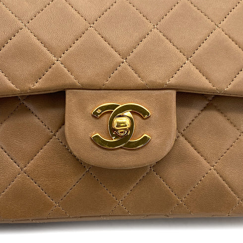 CHANEL VINTAGE CLASSIC FLAP SMALL CHAIN SHOULDER BAG CAMEL LAMB SKIN 90309272 - PURPOSE