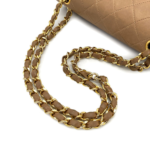 CHANEL VINTAGE CLASSIC FLAP SMALL CHAIN SHOULDER BAG CAMEL LAMB SKIN 90309272 - PURPOSE