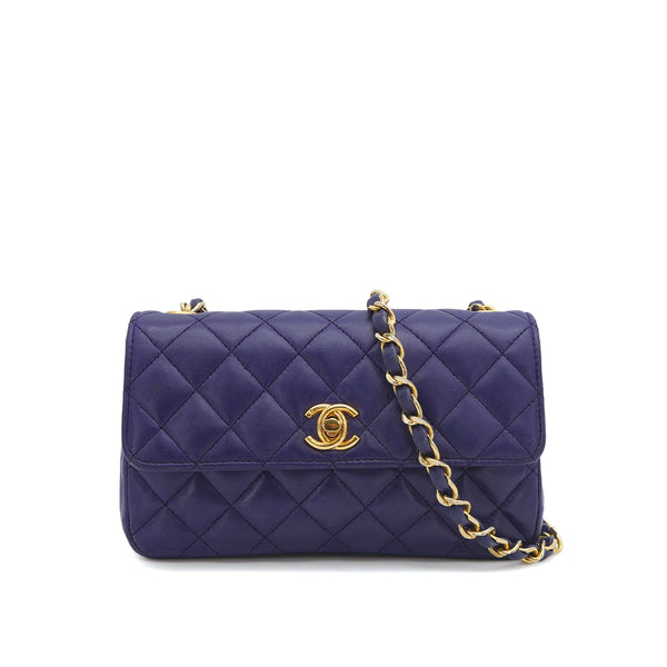 CHANEL VINTAGE MATELASSE CHAIN SHOULDER BAG PURPLE LAMB SKIN 90309274 - PURPOSE