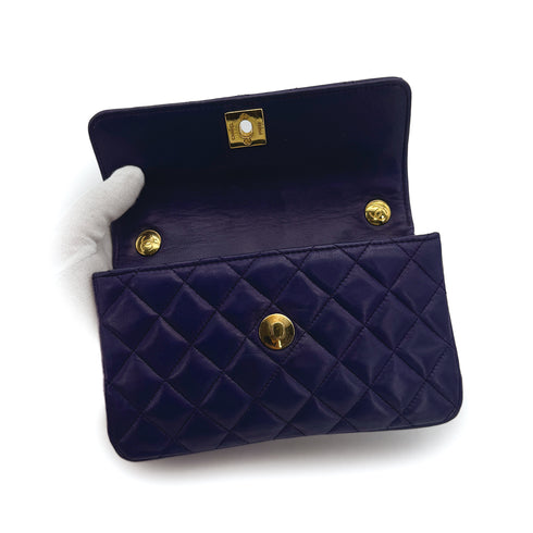 CHANEL VINTAGE MATELASSE CHAIN SHOULDER BAG PURPLE LAMB SKIN 90309274 - PURPOSE
