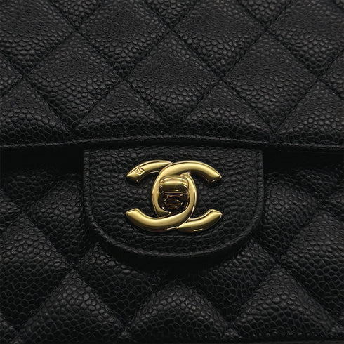 CHANEL VINTAGE CLASSIC FLAP MEDIUM CHAIN SHOULDER BAG BLACK CAVIAR SKIN 90309655 - PURPOSE