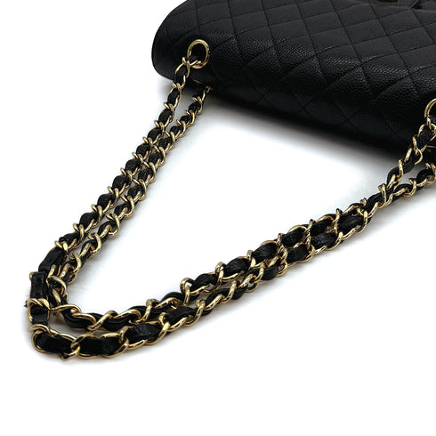 CHANEL VINTAGE CLASSIC FLAP MEDIUM CHAIN SHOULDER BAG BLACK CAVIAR SKIN 90309655 - PURPOSE