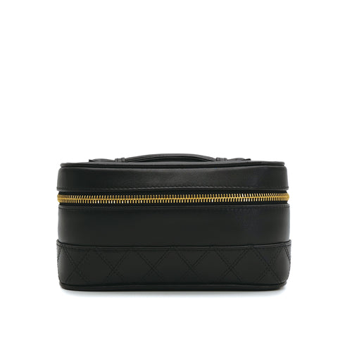 CHANEL VINTAGE BICOLORE VANITY HAND BAG BLACK CALF LEATHER 90309656 - PURPOSE