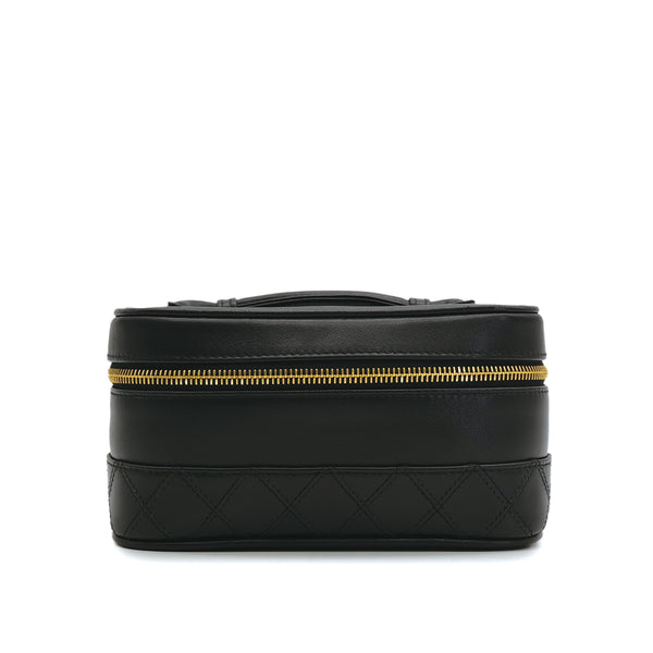 CHANEL VINTAGE BICOLORE VANITY HAND BAG BLACK CALF LEATHER 90309656 - PURPOSE