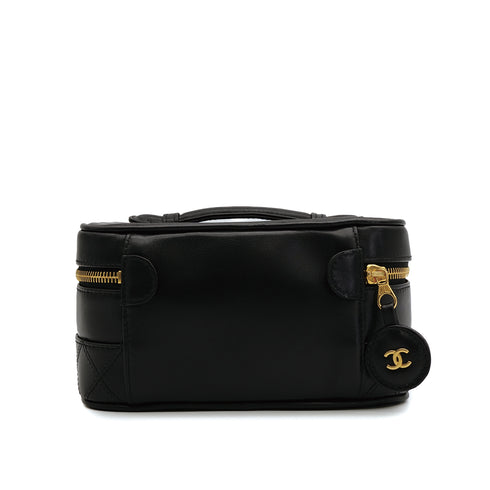 CHANEL VINTAGE BICOLORE VANITY HAND BAG BLACK CALF LEATHER 90309656 - PURPOSE