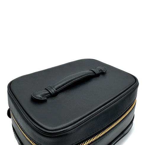 CHANEL VINTAGE BICOLORE VANITY HAND BAG BLACK CALF LEATHER 90309656 - PURPOSE