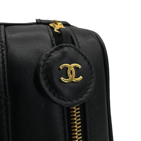 CHANEL VINTAGE BICOLORE VANITY HAND BAG BLACK CALF LEATHER 90309656 - PURPOSE