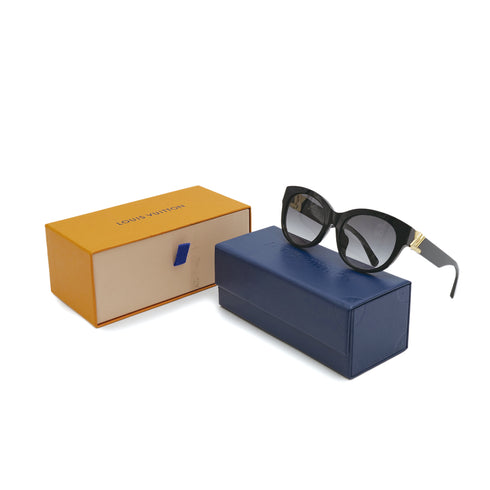 LOUIS VUITTON LV GO-14 ROUND SUNGLASSES BLACK GOLD Z2378E 90309659 - PURPOSE