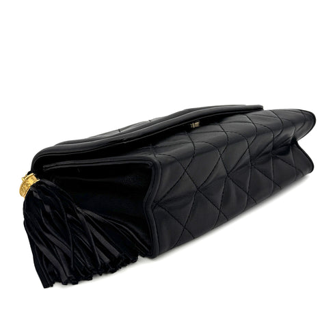 CHANEL VINTAGE MATELASSE CHAIN SHOULDER BAG FRINGE BLACK LAMB SKIN 90309665 - PURPOSE