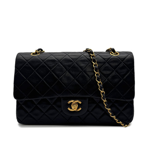 CHANEL VINTAGE CLASSIC FLAP MEDIUM CHAIN SHOULDER BAG BLACK LAMB SKIN 90309666 - PURPOSE