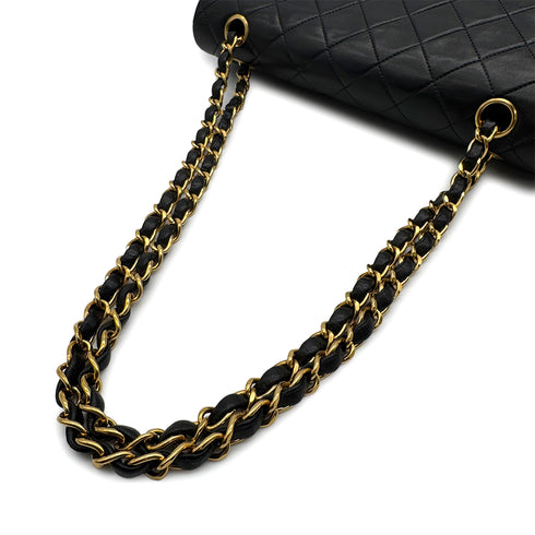 CHANEL VINTAGE CLASSIC FLAP MEDIUM CHAIN SHOULDER BAG BLACK LAMB SKIN 90309666 - PURPOSE