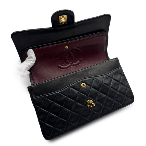 CHANEL VINTAGE CLASSIC FLAP MEDIUM CHAIN SHOULDER BAG BLACK LAMB SKIN 90309666 - PURPOSE