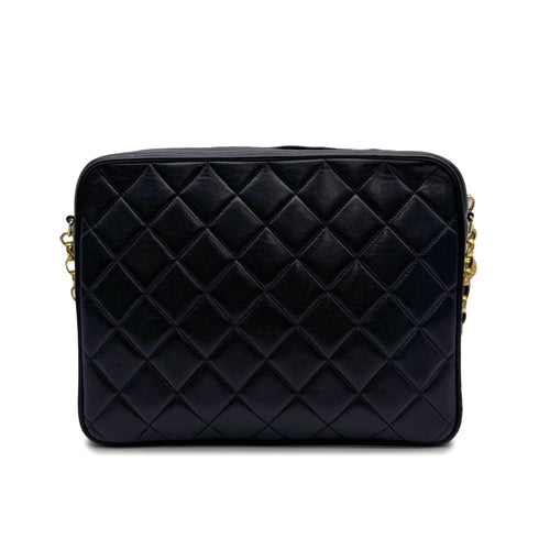 CHANEL VINTAGE COCO BALL MATELASSE BIJOU CHAIN SHOULDER BAG FRINGE NAVY LAMB SKIN 90309667 - PURPOSE
