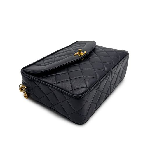 CHANEL VINTAGE COCO BALL MATELASSE BIJOU CHAIN SHOULDER BAG FRINGE NAVY LAMB SKIN 90309667 - PURPOSE