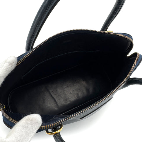 HERMES BOLIDE 31 BLUE INDIGO COURCHEVEL HAND SHOULDER BAG □C GOLD HARDWARE 90309668 - PURPOSE