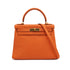 HERMES KELLY 28 RETOURNE ORANGE TAURILLON CLEMENCE HAND SHOULDER BAG □G GOLD HARDWARE 90309670