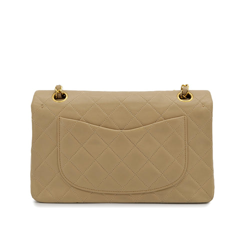 CHANEL VINTAGE CLASSIC FLAP SMALL CHAIN SHOULDER BAG BEIGE LAMB SKIN 90309671 - PURPOSE
