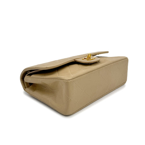CHANEL VINTAGE CLASSIC FLAP SMALL CHAIN SHOULDER BAG BEIGE LAMB SKIN 90309671 - PURPOSE