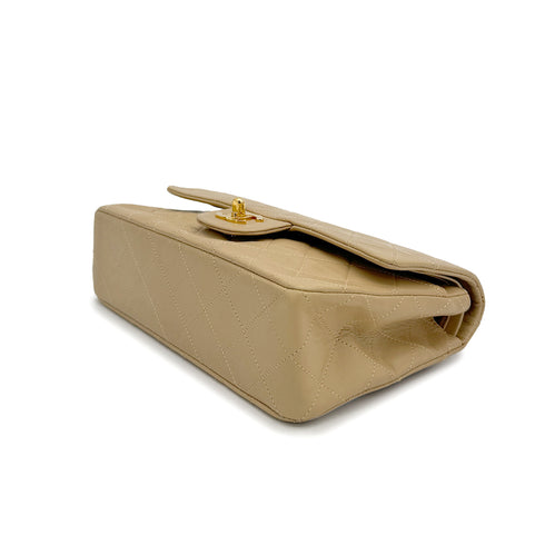 CHANEL VINTAGE CLASSIC FLAP SMALL CHAIN SHOULDER BAG BEIGE LAMB SKIN 90309671 - PURPOSE