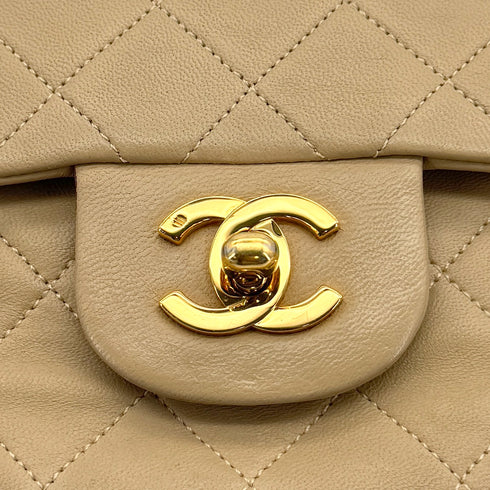 CHANEL VINTAGE CLASSIC FLAP SMALL CHAIN SHOULDER BAG BEIGE LAMB SKIN 90309671 - PURPOSE