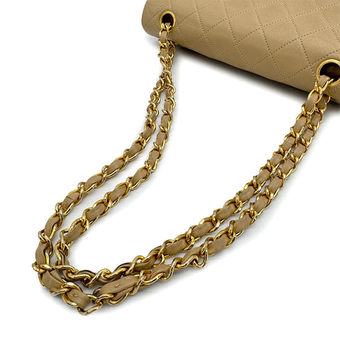 CHANEL VINTAGE CLASSIC FLAP SMALL CHAIN SHOULDER BAG BEIGE LAMB SKIN 90309671 - PURPOSE