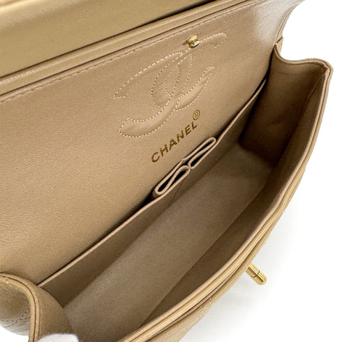 CHANEL VINTAGE CLASSIC FLAP SMALL CHAIN SHOULDER BAG BEIGE LAMB SKIN 90309671 - PURPOSE