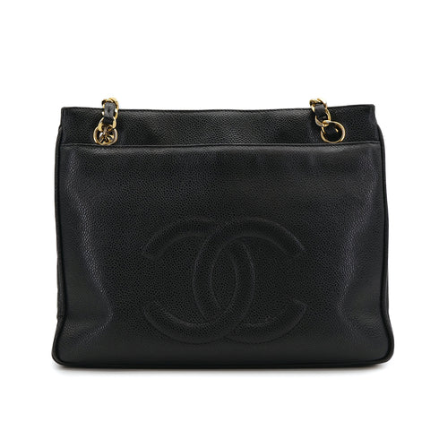 CHANEL VINTAGE TURN LOCK CHAIN TOTE BAG BLACK CAVIAR SKIN 90309672 - PURPOSE